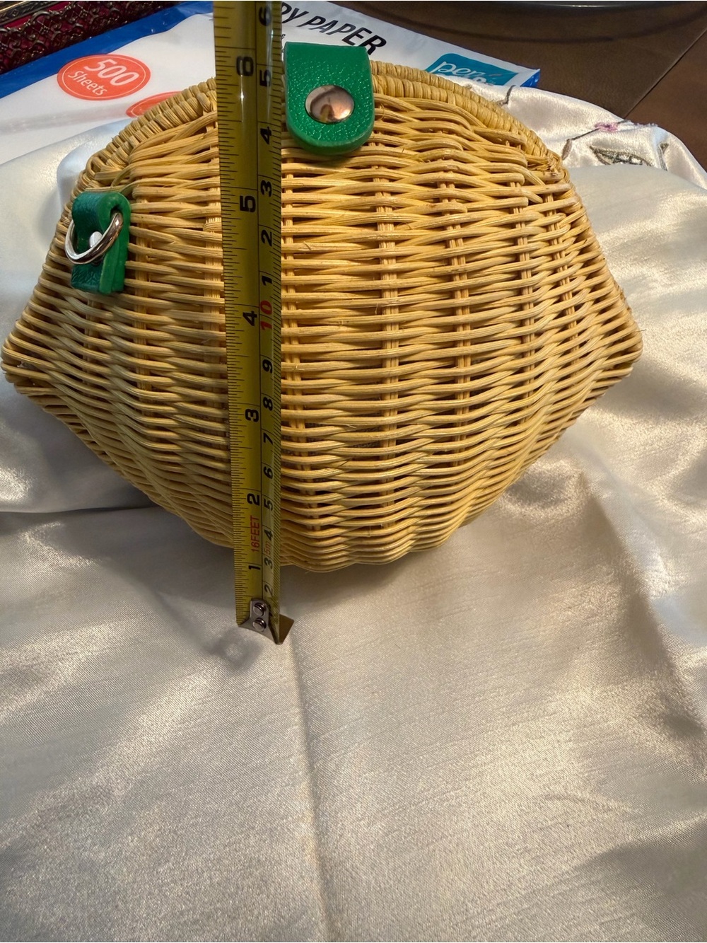 Haute Hippie Yellow Woven Mini Bag with Green Trim - Picture 8 of 11